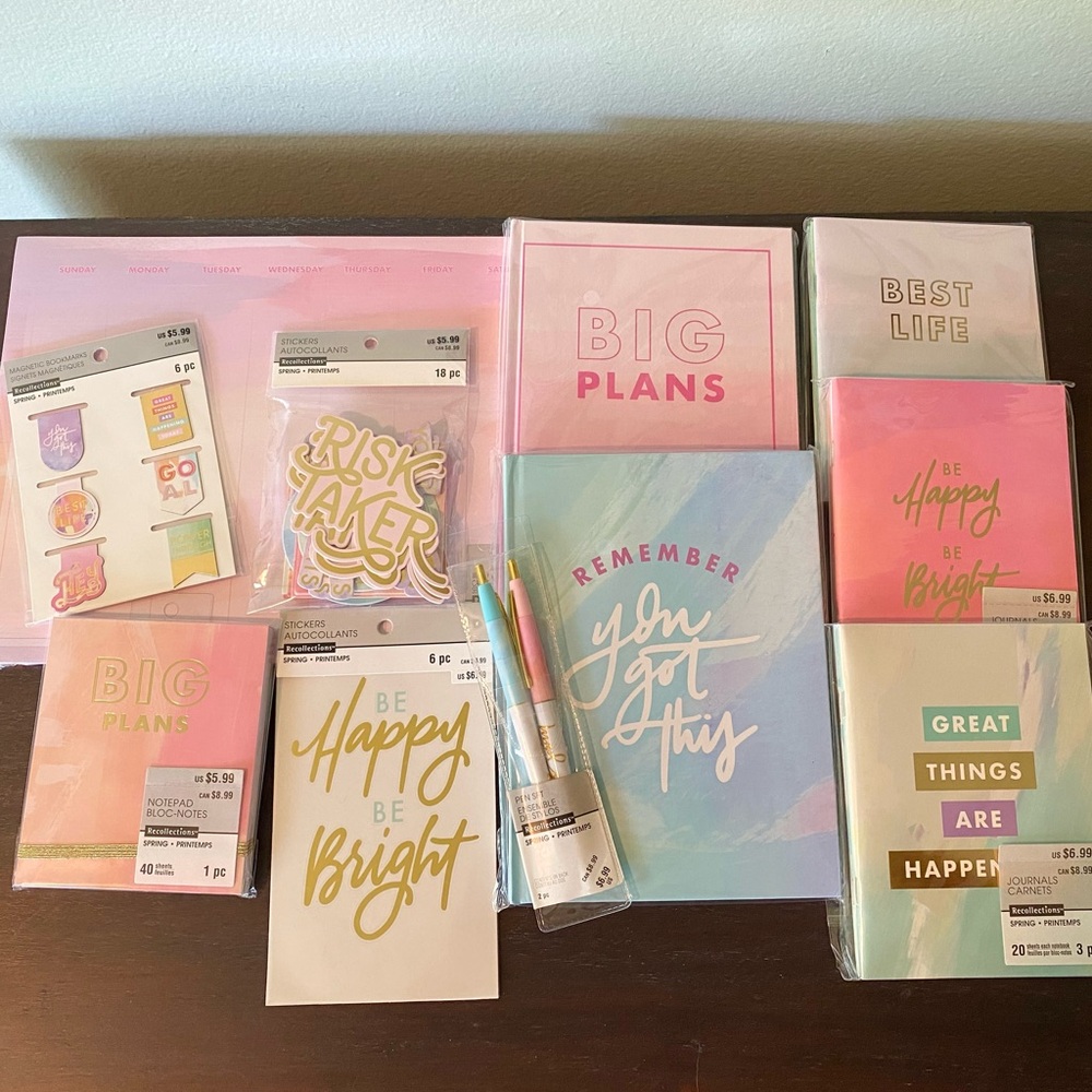 Colorful Pastel Stationery Set with Motivational Positivity Quotes